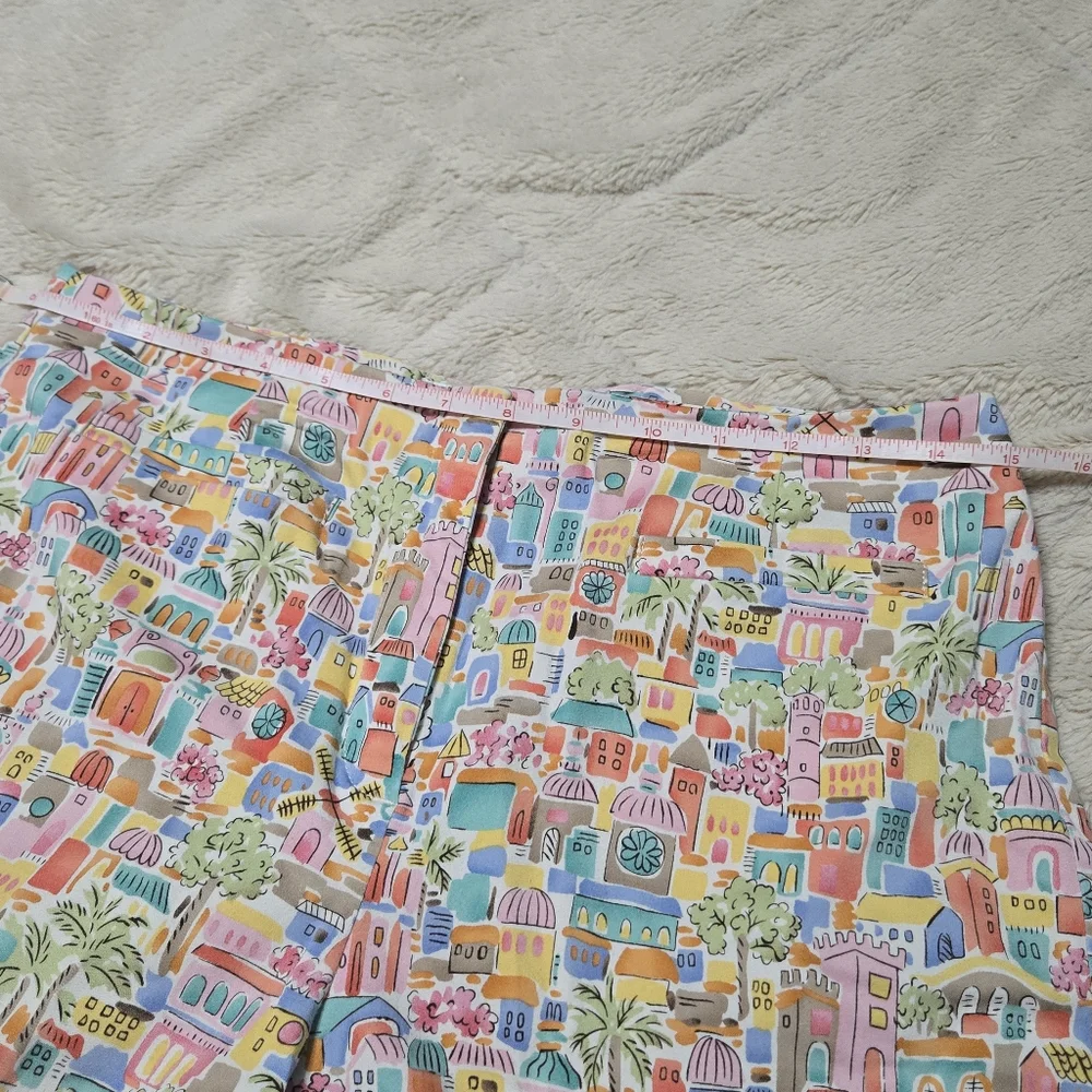 Talbots Italian Coastal Beach Print Crop Ankle Pants Stretch Colorful 10 P - Picture 9 of 16